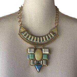 Baublebar Marquessa chunky colorful boho festival statement necklace gold tone